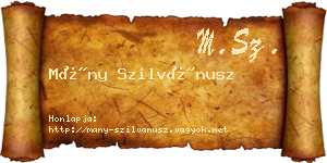 Mány Szilvánusz névjegykártya